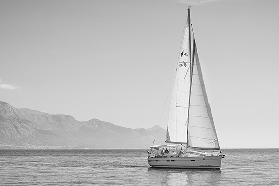 a yacht out on the water