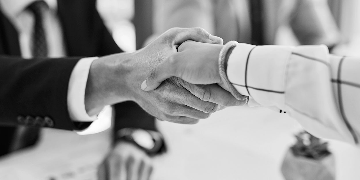 a close up of a handshake between two business people