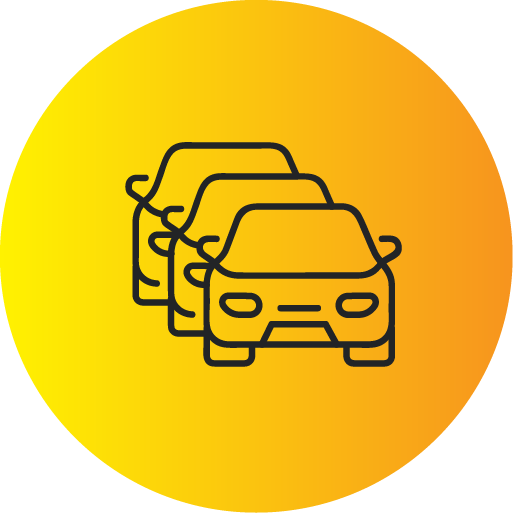 Icon of a row of three cars