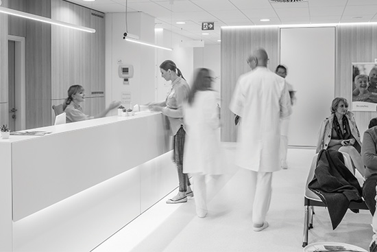 Reception area of a medical clinic