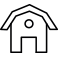 thin black icon of a farm shed